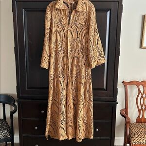 Elegant Brown Lace Over-Dress •Size L